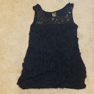 Jtb black sequin and ruffle tank size small